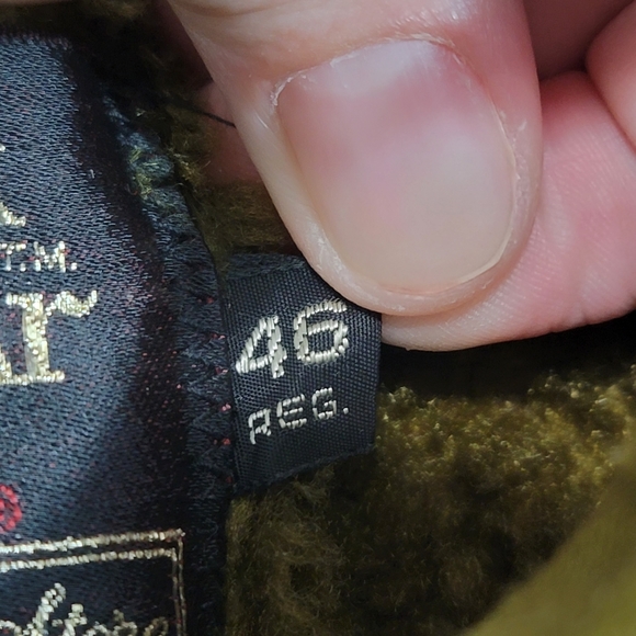 Vintage Oakbrook Sportswear Split Pea Green Long Coat With Fur Lining - Picture 12 of 16